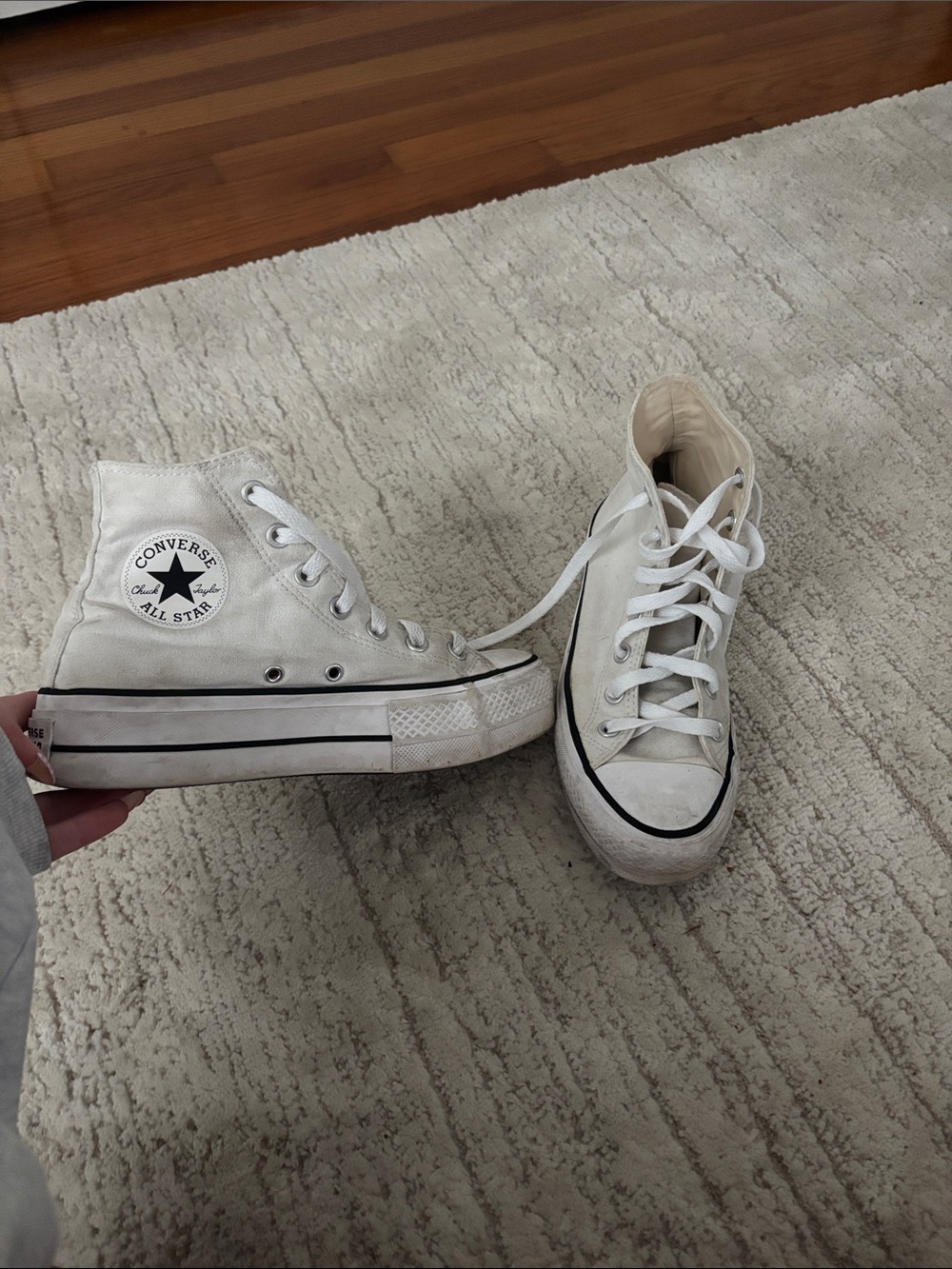 Converse high top sneakers in off-white